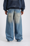 Yıkama Detay Mavi Baggy Jean Pantolon P990