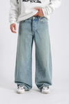 Yıkama Detay Mavi Baggy Jean Pantolon P992