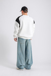 Yıkama Detay Mavi Baggy Jean Pantolon P992
