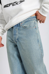 Yıkama Detay Mavi Baggy Jean Pantolon P992