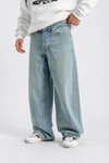 Yıkama Detay Mavi Baggy Jean Pantolon P992