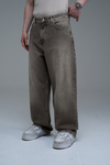 Yıkama Efektli Açık Kahve Baggy Jean