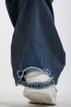 Yıkama Efektli Koyu Mavi Bdg Baggy Jean Pantolon