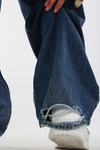 Yıkama Efektli Koyu Mavi Bdg Baggy Jean Pantolon
