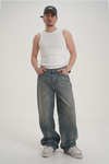 Yıkama Efektli Yırtık Detay Baggy Jean Pantolon