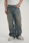 Yıkama Efektli Yırtık Detay Baggy Jean Pantolon