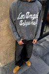 Yıkamalı Oversize Los Angeles Baskılı Hoodie