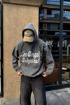 Yıkamalı Oversize Los Angeles Baskılı Hoodie