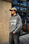 Yıkamalı Oversize Los Angeles Baskılı Hoodie
