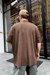 Yıldırım İskelet Baskılı Kahve Oversize Tshirt T592