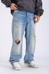 Yırtık Detay Acid Wash Baggy Jean Pantolon P1109