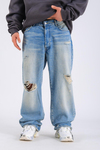 Yırtık Detay Acid Wash Baggy Jean Pantolon P1109