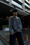 Yırtık Detay Acid Wash Füme Oversize Sleeved Sweatsihrt SW1071