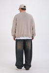 Yırtık Detay Bej Oversize Kazak KZK145