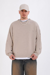 Yırtık Detay Bej Oversize Kazak KZK145