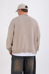 Yırtık Detay Bej Oversize Kazak KZK145
