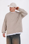 Yırtık Detay Bej Oversize Kazak KZK145
