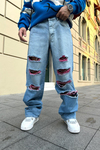 Yırtık Detay Bol Paça Jean Pantolon P757