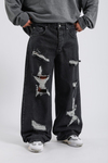 Yırtık Detay Füme Baggy Jean Pantolon P997