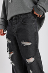 Yırtık Detay Füme Baggy Jean Pantolon P997
