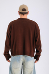 Yırtık Detay Kahve Boxy Fit Triko SW1308