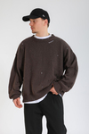 Yırtık Detay Kahve Oversize Kazak KZK147