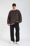 Yırtık Detay Kahve Oversize Kazak KZK147