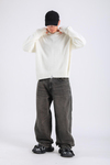 Yırtık Detay Krem Boxy Fit Triko SW1307