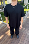 Yosemite Eskitme Baskılı Siyah Oversize Tshirt T1154