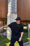 Yosemite Eskitme Baskılı Siyah Oversize Tshirt T1154