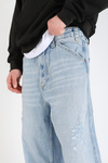 Zr Cep Baskılı Açık Mavi Baggy Jean Pantolon P1141