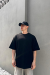 ZR Çizgili Kumaş Siyah Oversize Tshirt T1040