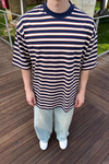 ZR Çizgili Oversize Basic Tshirt T1025