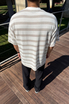 ZR Çizgili Oversize Yaka Detay Tshirt T1185