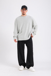 Zr Fitilli Kumaş Gri Oversize Sweatshirt SW1200
