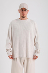 Zr Fitilli Kumaş Krem Oversize Sweatshirt SW1201