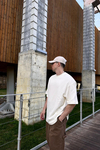 ZR Krem Çizgi Kumaş Oversize Tshirt T1034