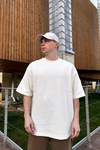 ZR Krem Çizgi Kumaş Oversize Tshirt T1034