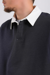 Zr Lacivert Polo Yaka Oversize Sweatshirt SW1196
