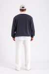 Zr Lacivert Polo Yaka Oversize Sweatshirt SW1196