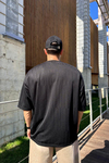 ZR Şeritli Kumaş Siyah Oversize Tshirt T1189