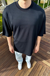 ZR Siyah Çizgili Oversize Tshirt T1030