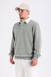 Zr Yeşil Polo Yaka Oversize Sweatshirt SW1197