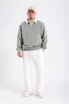 Zr Yeşil Polo Yaka Oversize Sweatshirt SW1197
