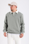 Zr Yeşil Polo Yaka Oversize Sweatshirt SW1197