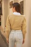 Ajur Desenli Crop Hırka - FISTIK YEŞİL