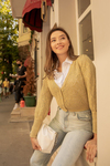 Ajur Desenli Crop Hırka - FISTIK YEŞİL