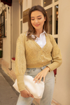 Ajur Desenli Crop Hırka - FISTIK YEŞİL