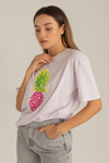 Ananas Baskılı Tişört - LİLA