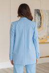 Atlas Kumaş Blazer Ceket - BEBE MAVİSİ